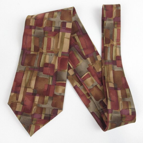 J. Garcia Vintage 2003 Tie 100% Silk Men's Classic Brown & Red Tones - Picture 1 of 12